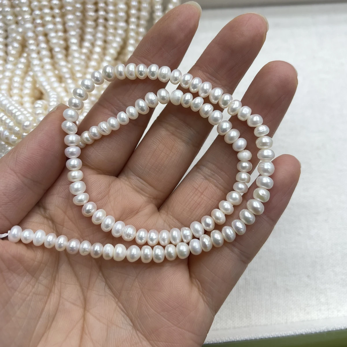 

AA 5-5.5mm Bread-Shaped Flat Natural Freshwater Pearl Semi-Finished Beads for Jewelry Making DIY Necklace Bracelet Accessories