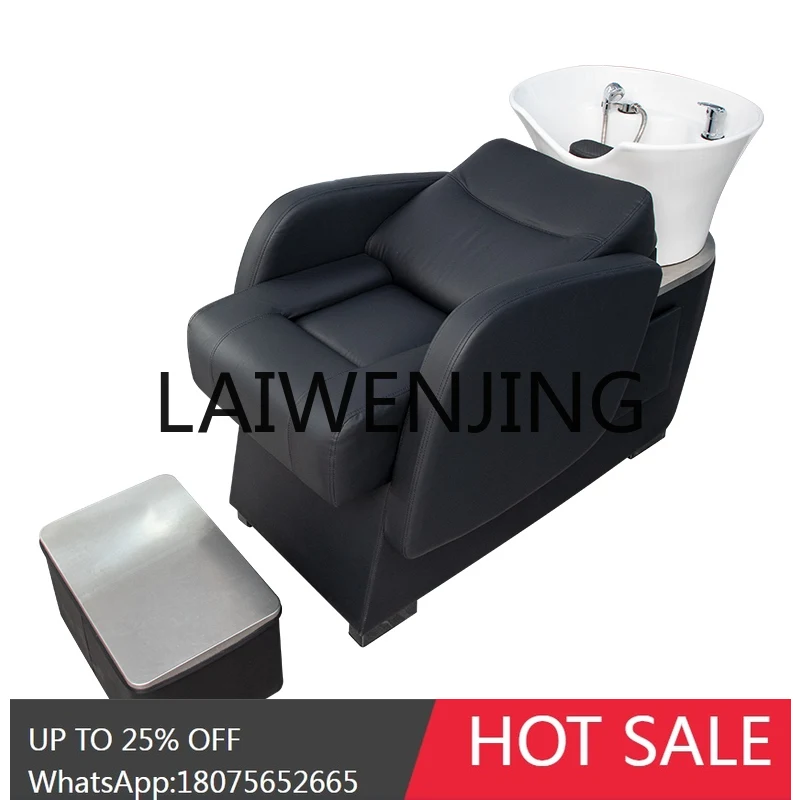 

RWJ Barber Shop Shampoo Chair Massage Half Lying Flushing Bed Fiberglass Ceramic Basin