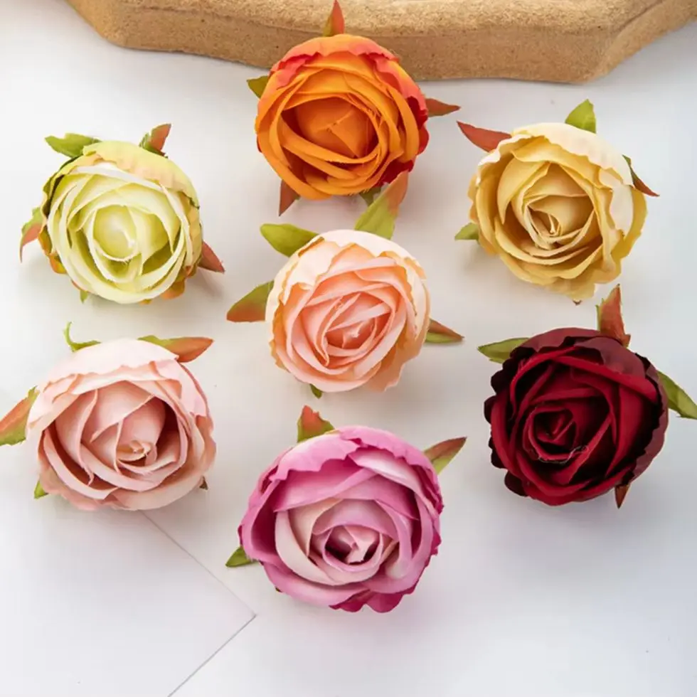 

50/100Pcs Artificial Flower Silk Rose Christmas wreath Festival Decor Home Outdoor Garden Wedding bouquet Diy gift Box Scrapbook