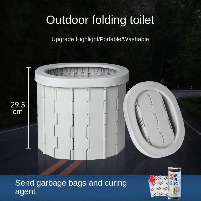 Portable Folding Toilet for Outdoor Camping Potty for Adults Kids Cover Design Seat Toilet Reusable Toilet for Picnic Car Travel