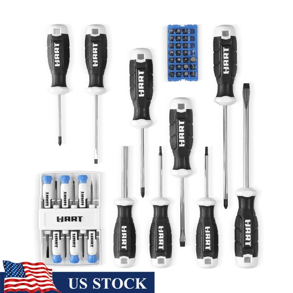 

39pc Screwdriver Set with Comfort Grip Soft Rubber Handles Quick Tip Identifiers Versatile Bit Tips Heavy Duty Precision Tools