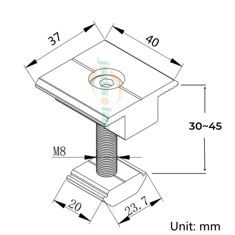 Solar Panel Mounting Fixing Clamp Adjustable Z Bracket Metal End & Mid Clamp PV Panel Clip for Solar System Install Accessories