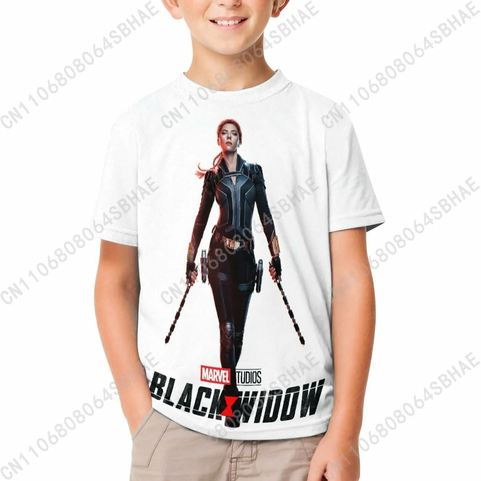

Marvel Black Widow T Shirt Boy Girl Short Sleeve Print Cotton TShirt Comfortable Crew Neck Children Child Tee Cosplay