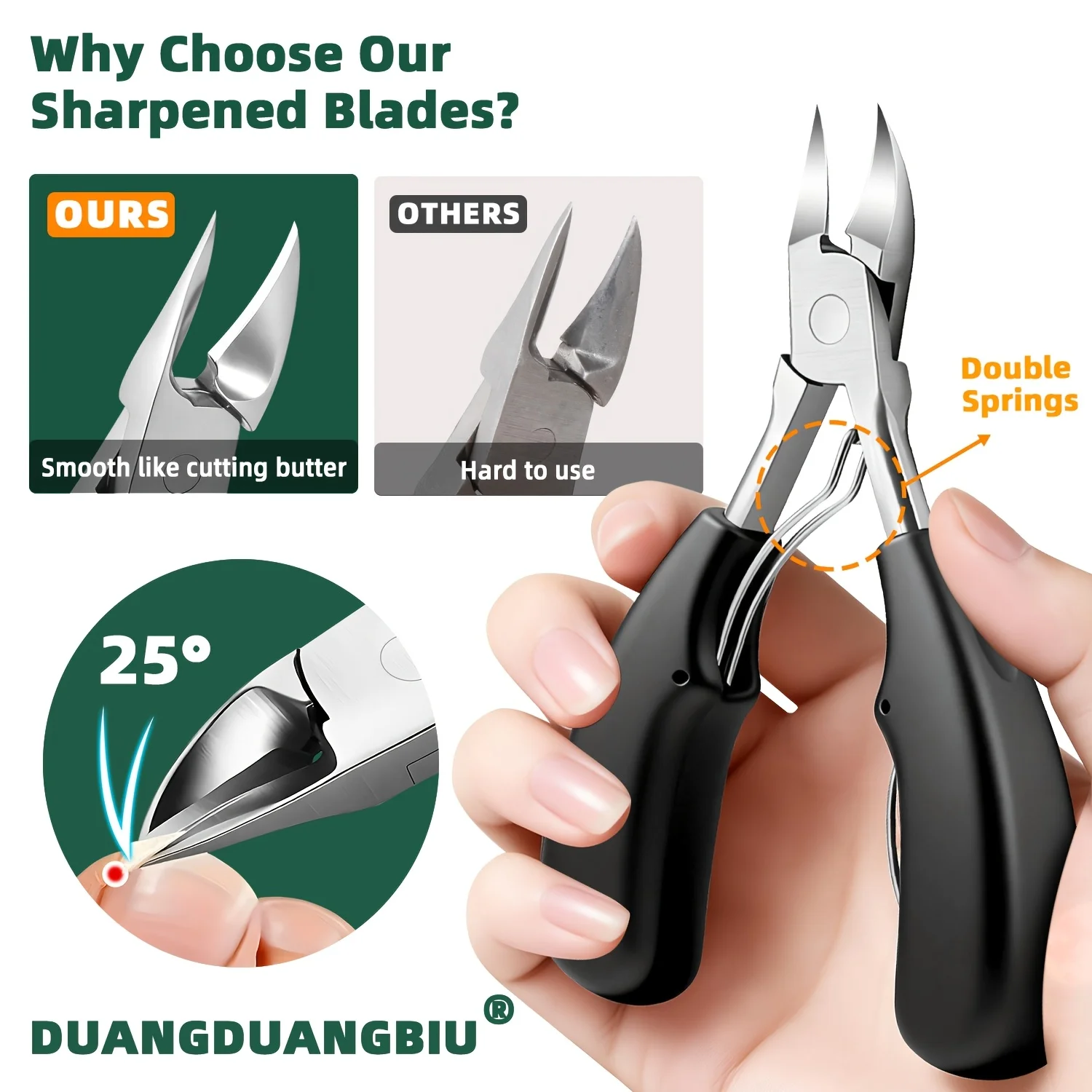 Stainless Steel Nail Care Kit for Ingrown Thick Toenails with Nail File Cuticle Nippers Toenail Clippers Portable Manicure Tools