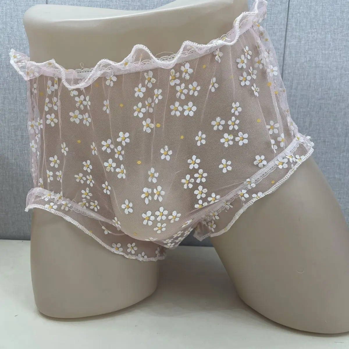 กางเกงในชายแบบตาข่าย ช่วงหน้ากว้าง โปร่งใส ซิปด้านหน้า สำหรับผู้ชายที่ชอบแต่งกายเป็นผู้หญิง มีช่องใส่ของ