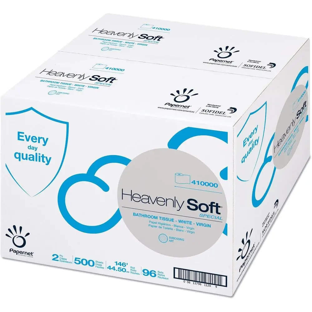 

Двухслойная туалетная бумага Heavenly Soft, 3,5 x 146 футов, 500 листов/рулон, 96 рулонов/коробка