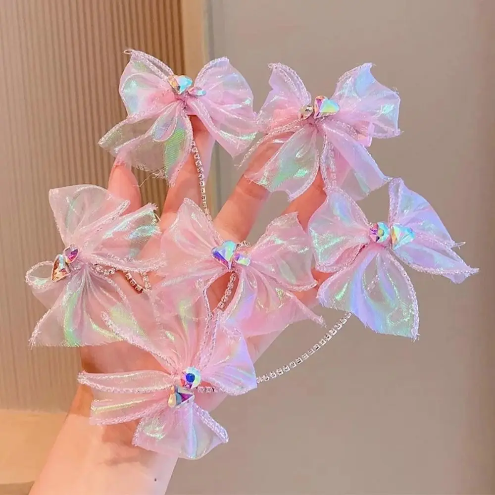 إكسسوارات شعر على شكل فراشة مقوسة للنساء والفتيات ، وردي ، أرجواني ، لامع ، مشبك ، سلسلة ، لؤلؤ ، جانبي ، لطيف ، دبوس شعر ، جديد