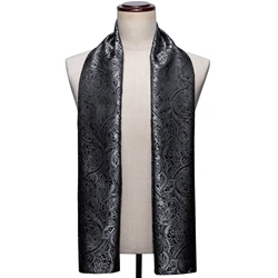 Fashion Silk Scarf Luxury Band Designer Men Women Black Paisley Shawl Bandanna Flulard Muffler Pashmina Barry. Wang A-1022