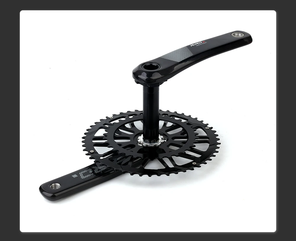 RIRO Carbon Fiber Kurbel Rennrad 11/12 Geschwindigkeit 50-34/53-39T Direct Mount Fahrrad Ultraleichte Kurbelgarnitur 170mm 46/48/50/52T Kettenblatt – Detail 8