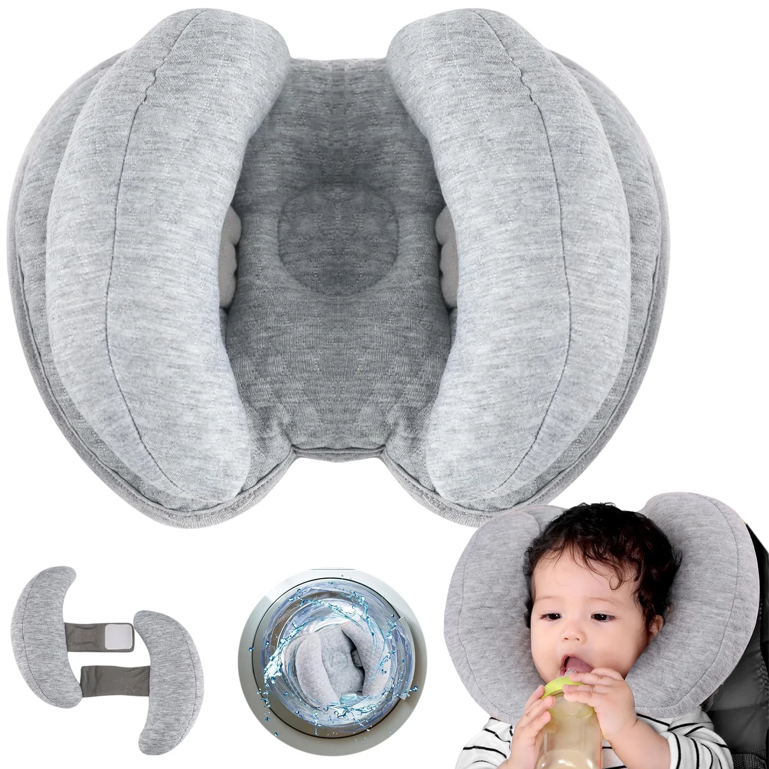 Coussin de tête respirant 2-en-1, coussin de bébé remodelant, mousse à mémoire de forme confortable, coussin de massage cervical, coussin de sommeil doux pour le cou cervical