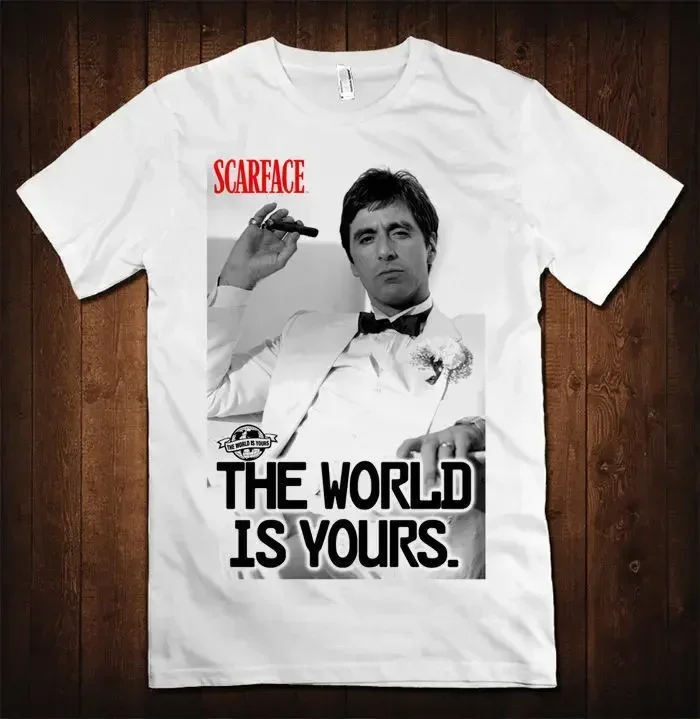

Men'S Al Pacino Tony Montana S 5Xl Funny New Arrival Anime T Shirt New Scarface The World Is Yours T Shirt harajuku