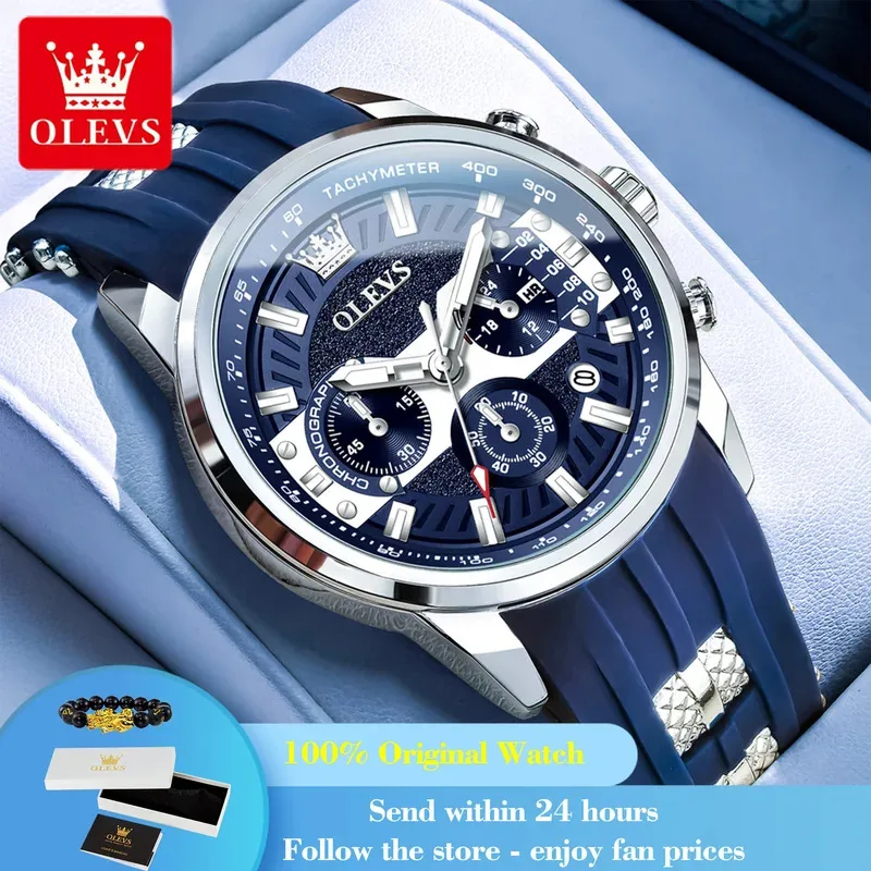 

Часы OLEVS 3690, мужские модные кварцевые мужские часы с датой, топ 44 мм, большой циферблат, водонепроницаемые светящиеся роскошные наручные часы