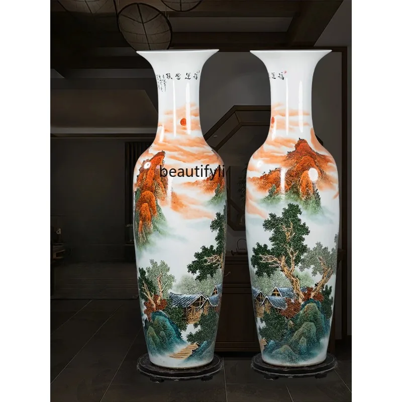 

Hand Painted Pastel Large Vase Jingdezhen Ceramic Chinese Decoration Large Living Room Porcelain Bottle