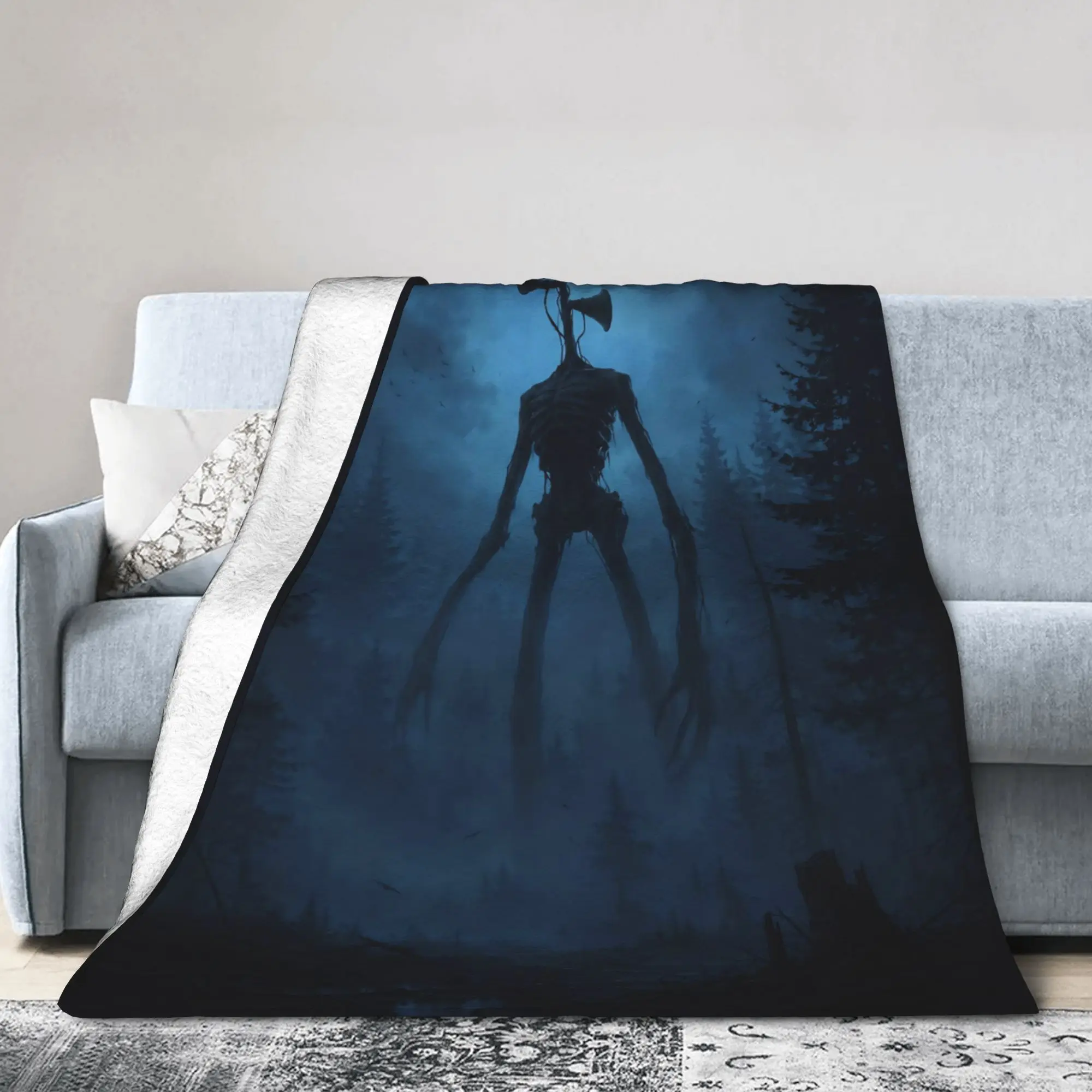 Siren Head Horror Blanket  Wool Novelty Warm Throw Blankets for Chair Covering Sofa Autumn/Winter
