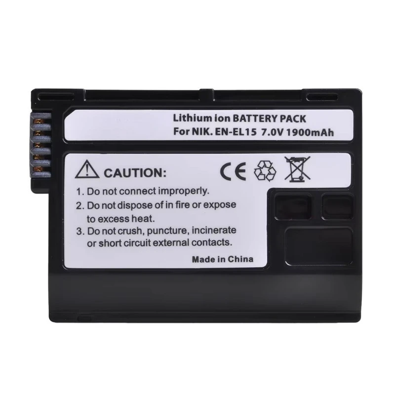 2 pcs 7.0V 1900mAh EN-EL15 EL15A Li-Ion Battery Pack for Nikon D7200 D7100 D750 D7000 D810 D800E D810A D800 Camera Batteries