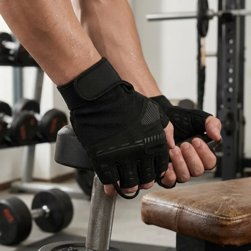 Gewichtheberhandschuhe für Männer und Frauen, Halbfinger-Fitnesshandschuhe für Cross-Training, Hanteltraining, Langlebig und Atmungsaktiv