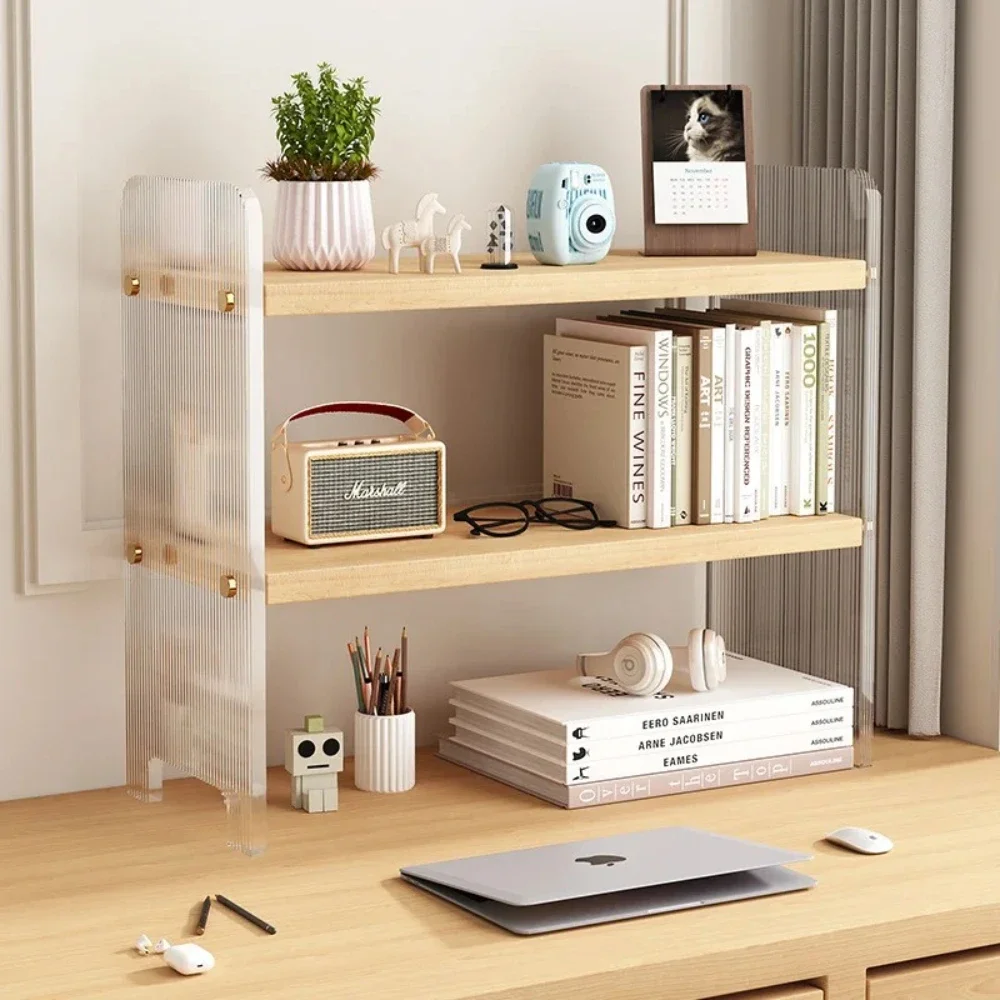 Desktop Bookshelf Kitchen Organize Office Small Bookshelf Storages Rack Supplies Desk Desktop Storage Shelves Acrylic Bookshelf