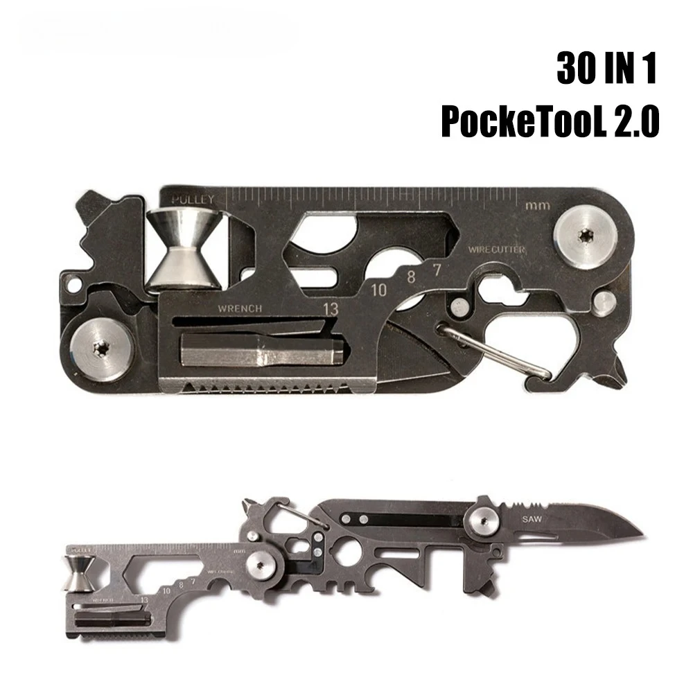 

30-in-1 PockeTool 2.0 Mini Multitool Outdoor EDC Folding Tool Multipurpose Portable Wallet Credit Card Survival Аid Tool Camp