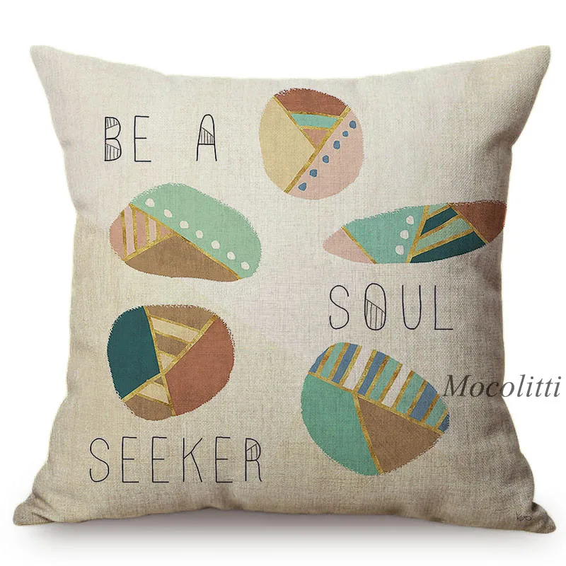 Nordic Pastel Painting Navigation Boat Paddle Sofa Decoration Throw Pillow Case Letter Geometric Cotton Linen Bed Cushion Cover