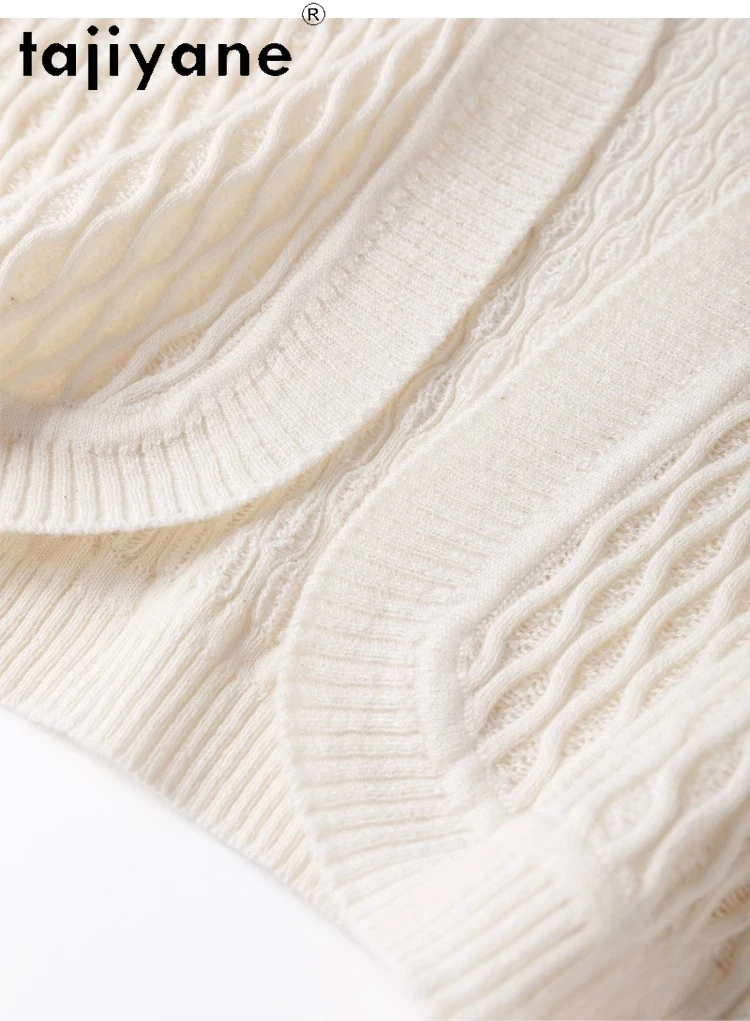 TAJIYANE 45% Cotton + 55% Mulberry Silk Blouse Elegant Short Silk Cardigan Spring and Summer Tops 2025 Ladies Clothes Блузка