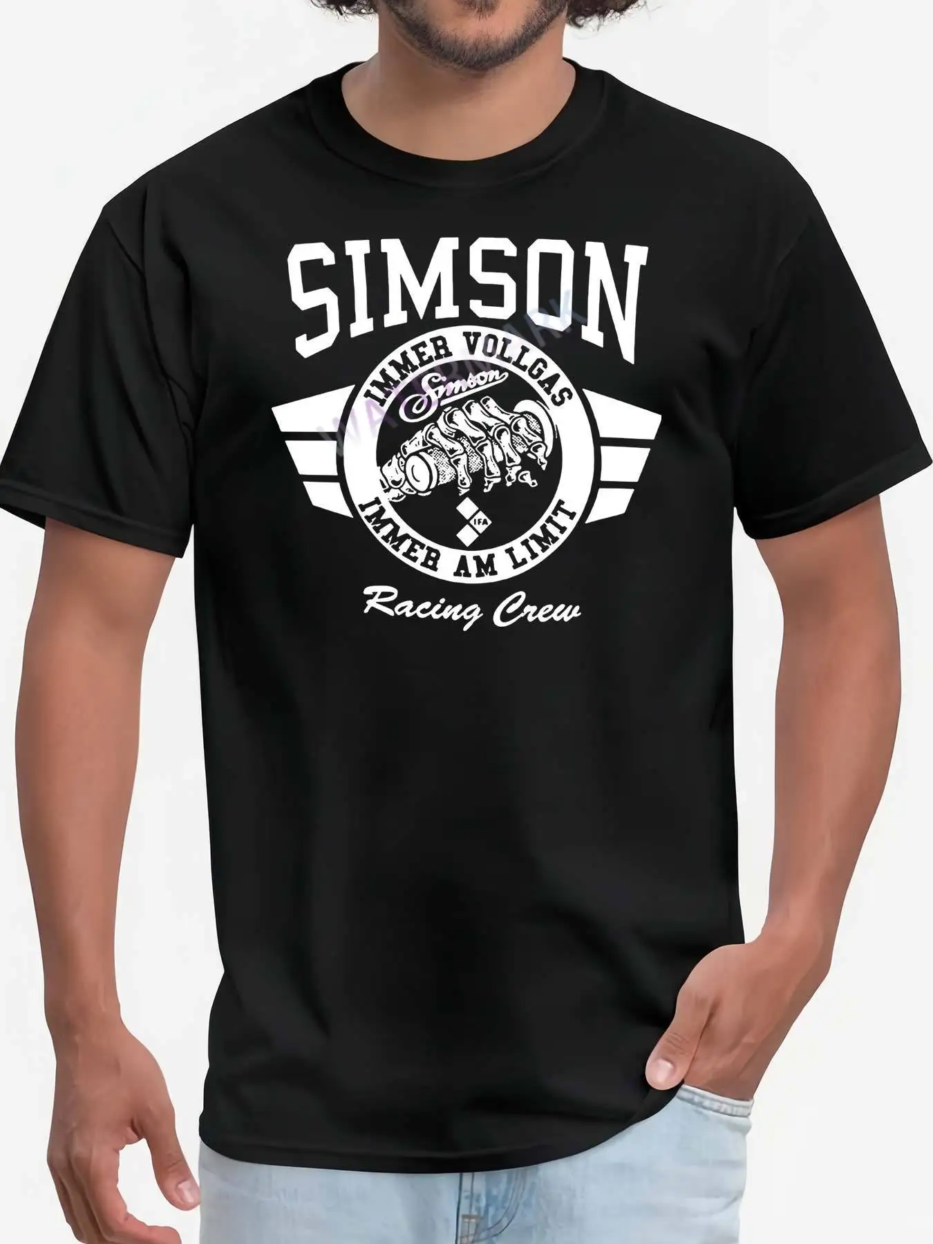 Мужская футболка с рисунком для гонок на мотоциклах Simson Always Full Throttle 26979 — черная смелая футболка Twice The Power Always Full Throttle Desi