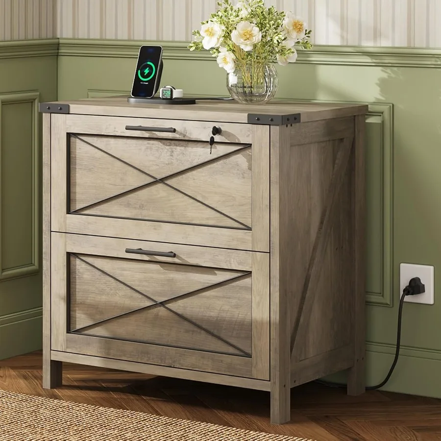 Wood Lateral File Cabinet, 2 Drawer Filing Cabinet