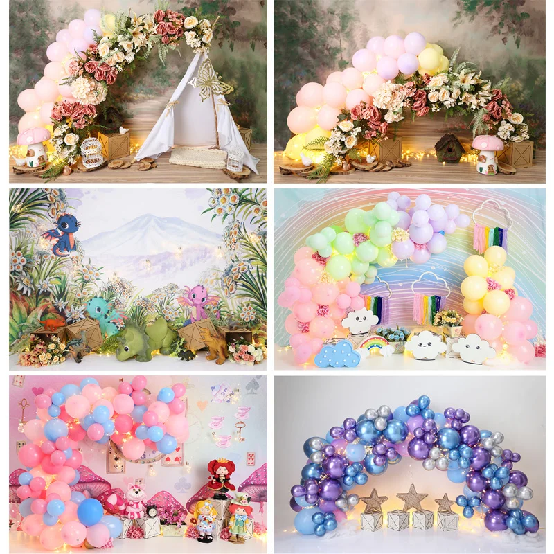 

Jungle Happy Birthday Photography Backdrops Newborn Air Balloon Party Decorations Portrait Photo Studio Background G-12