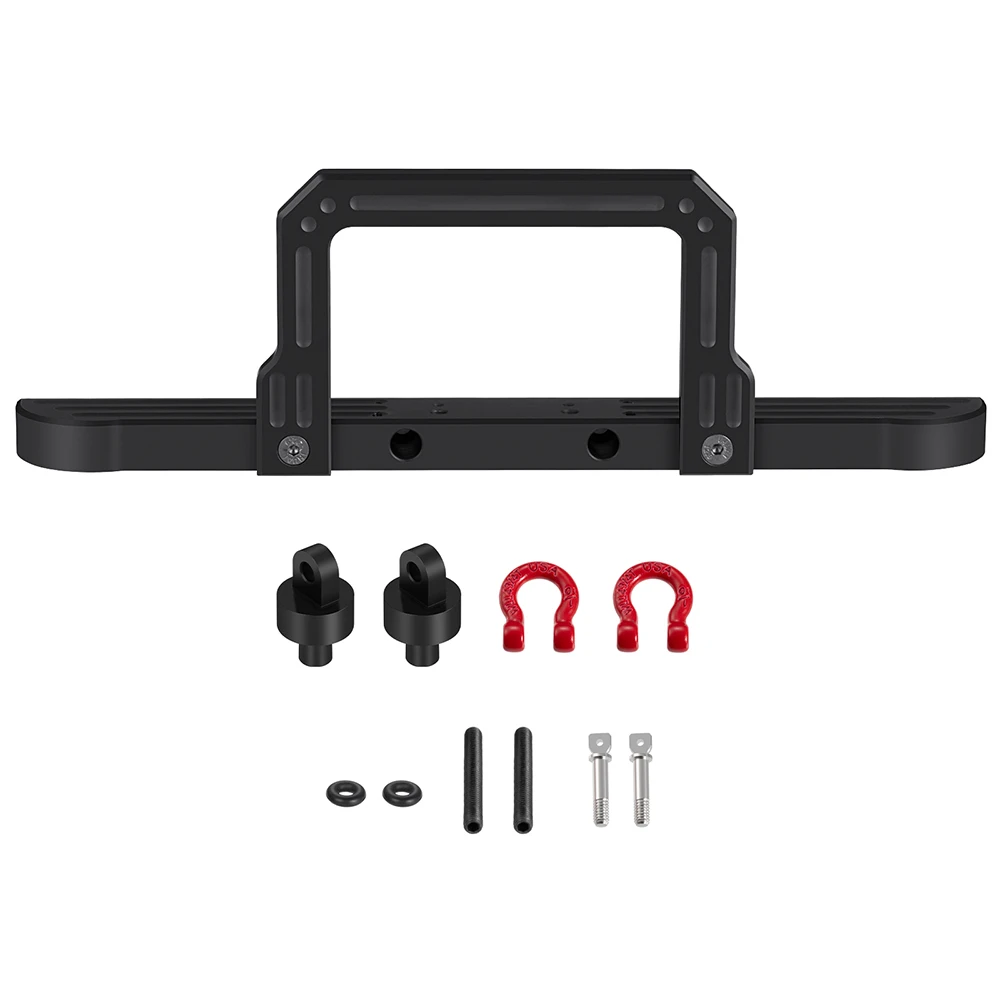 YEAHRUN parachoques delantero de Metal con ganchos de cabrestante Hardware de montaje para 1/10 coche trepador de control remoto D90 D110 piezas de RC-4WD