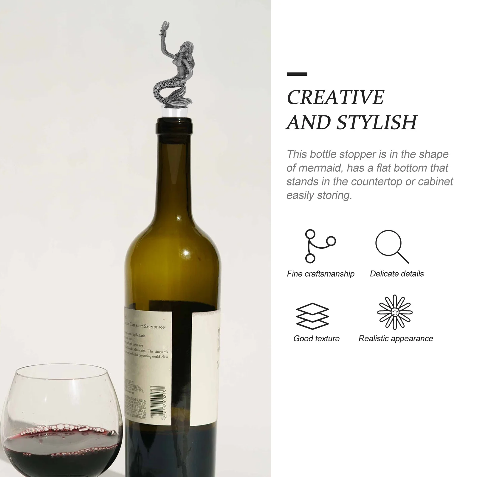 حورية البحر مثبت زجاجي النبيذ سبائك الزنك ختم المكونات لشريط المنزلية Ktv سدادات الزجاجات الزخرفية شريط المطبخ