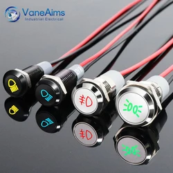 8/10/12/14MM Waterproof Metal LED Indicator Light Wiring Pilot Signal Lamp Car Boat Panel Dashboard Warning 12V 24V 110V 220V