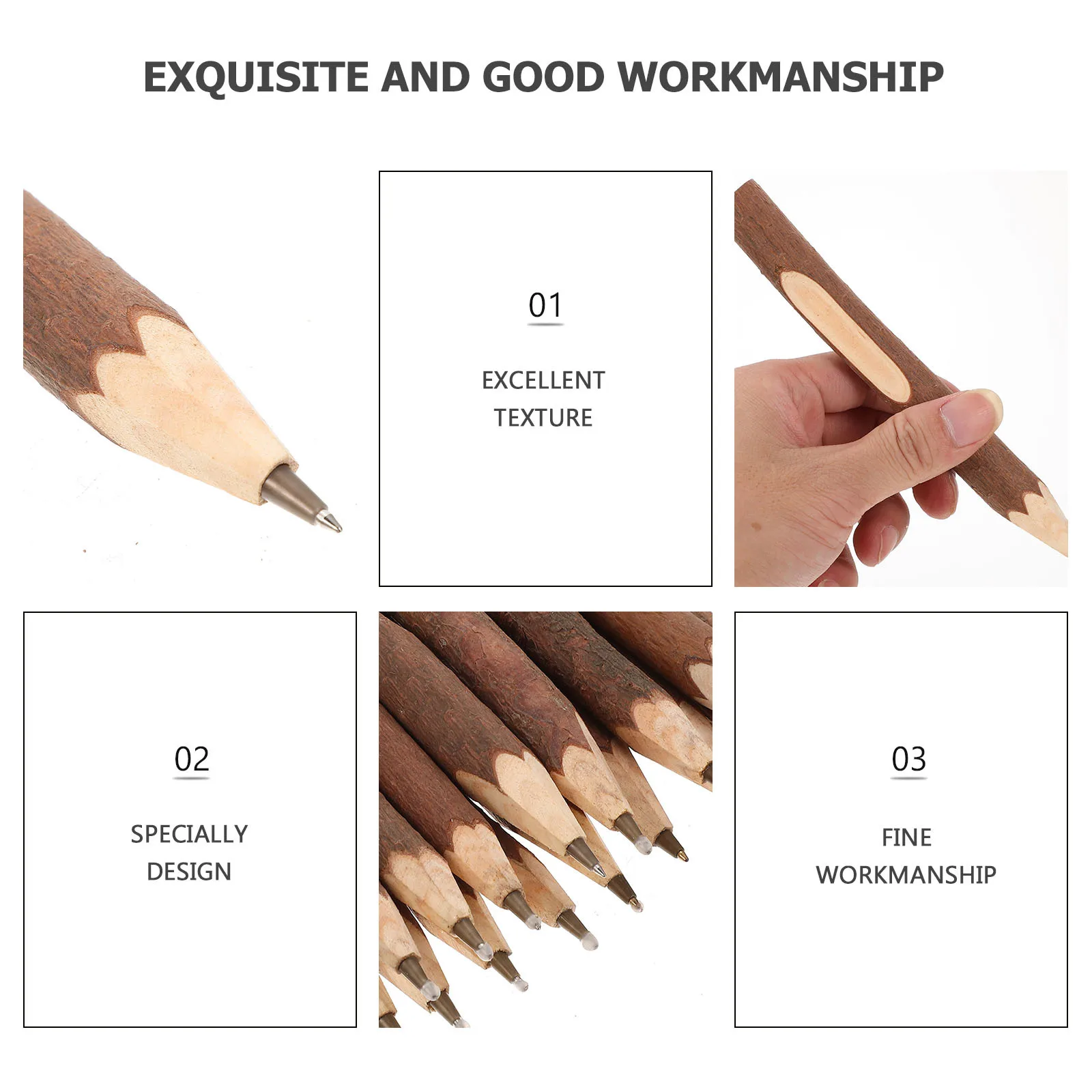 16Pcs Wood Ballpoint Pens Creative Lightweight Portable Writing Accessory Gift Pen for Kids Students Daily Use