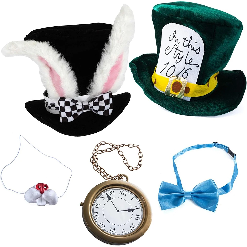 Halloween Easter White Rabbit Top Hat Alice Cosplay Bunny Bowler Men Women Magician Costume Accessory Suit Fairy Tale Tea Party