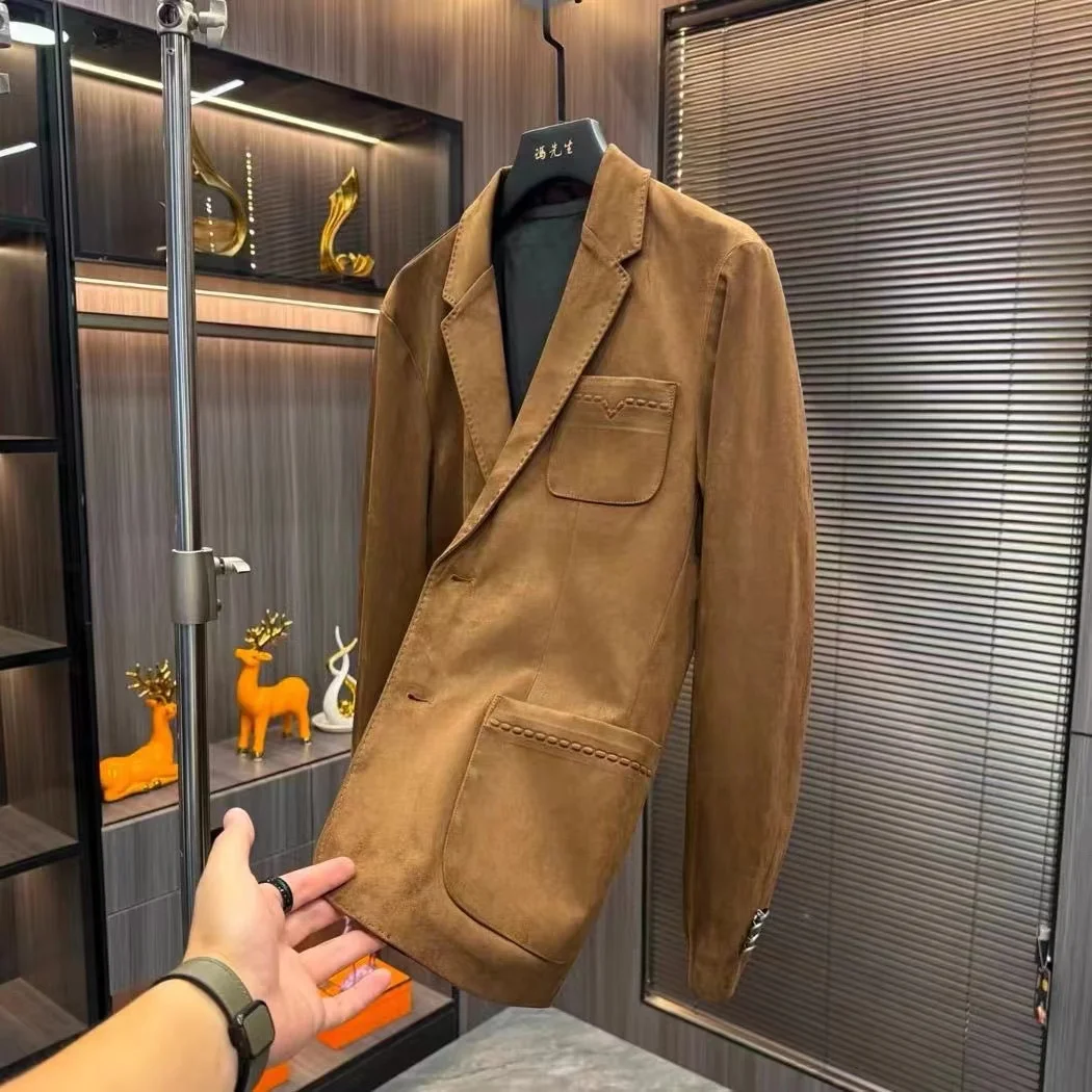 

Spring/Summer New Model Men's High-end Luxury Slim-Fitting Jacket, Casual Fashionable Pure Color Multi-Complimentary Suit Coat