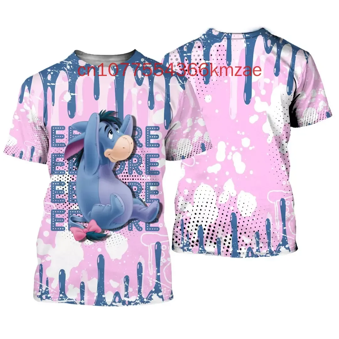 2025 New Disney Eeyore Donkey T-shirt 3D Print Cartoon Men Women T-Shirt Summer Casual Style Boys Girls Tops