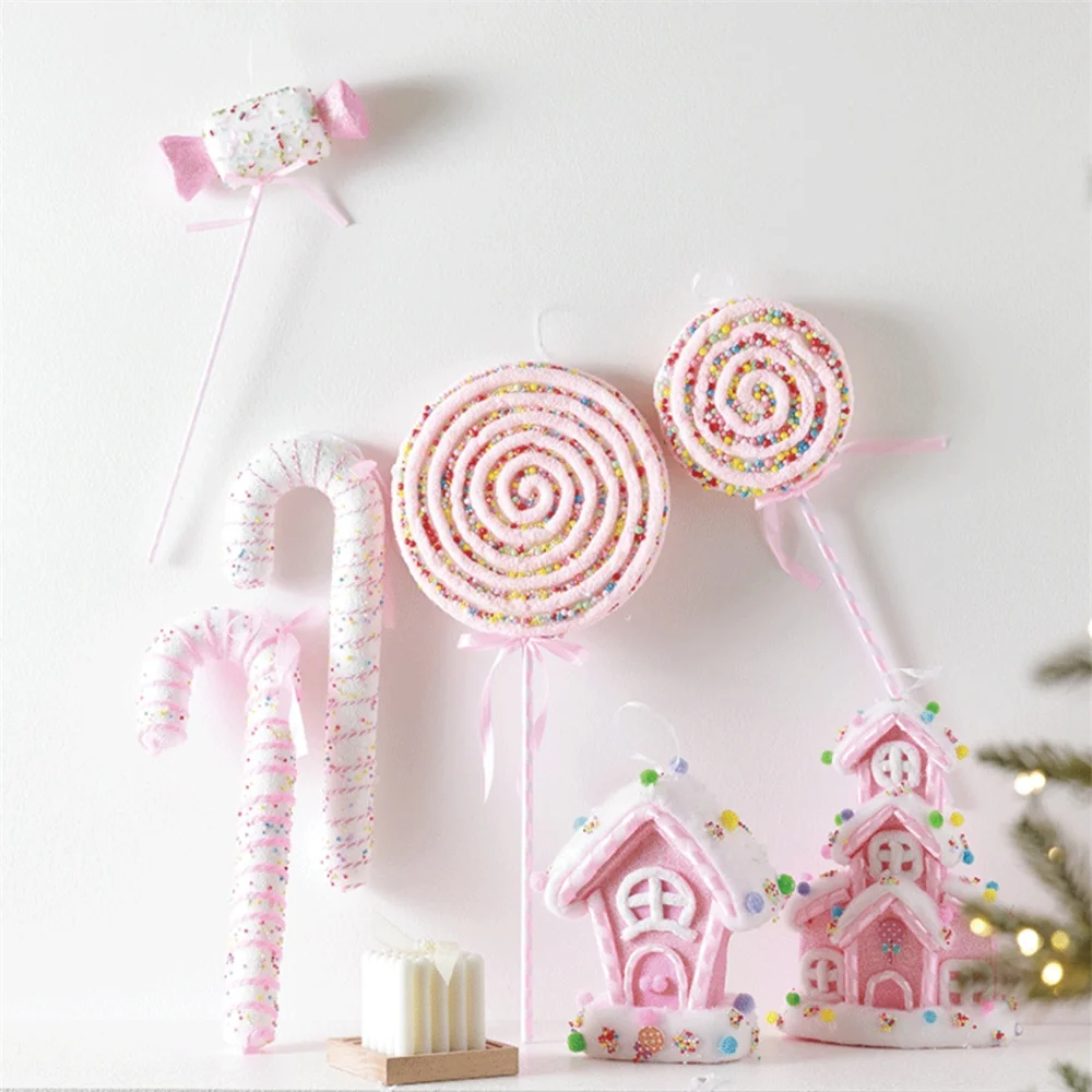 Christmas Ornaments Colourful Foams Christmas Balls Canes Candies Christmas Trees Decorative Hangings Pendants Shooting Props