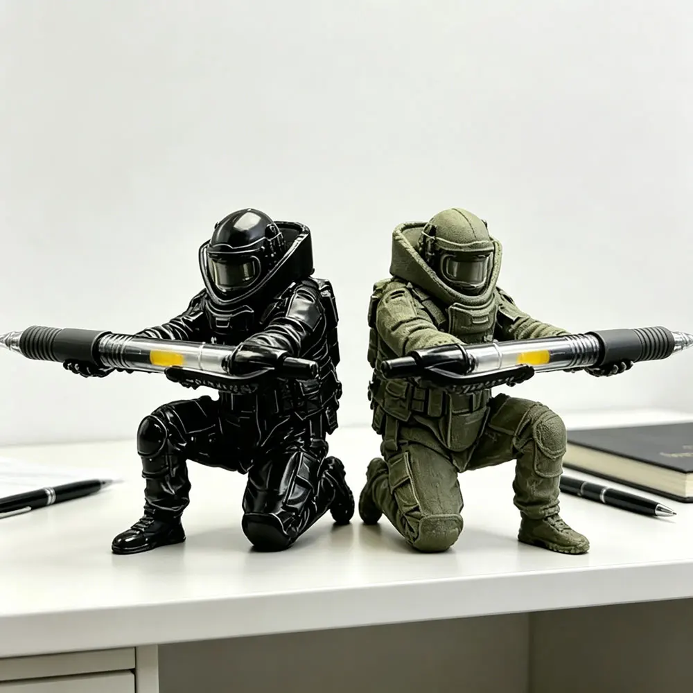 (8*7.5cm) 3D Printed Tactical Pen Holder Soldier Statue Creative Military Gift Office Stationery Stand Cool Desktop Organizer