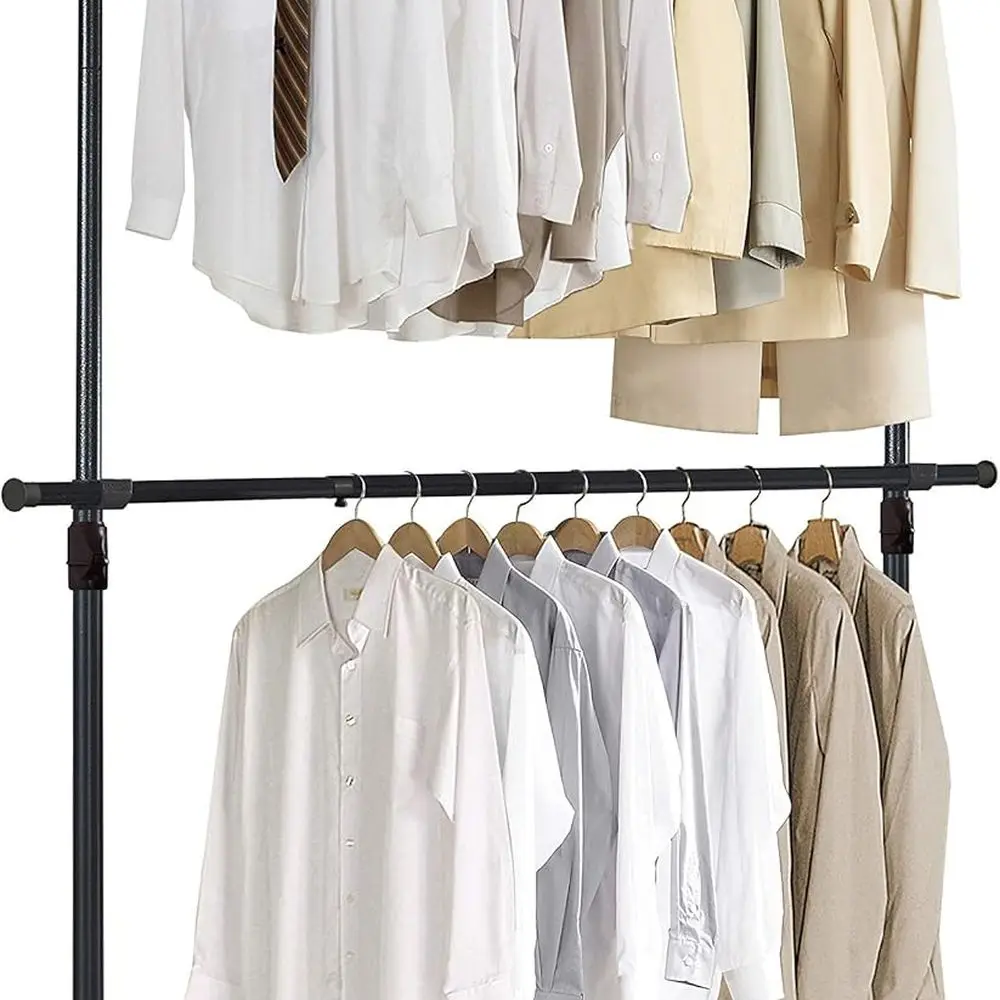 Adjustable Heavy-Duty Garment Rack with One-Touch Assembly, 352 lbs Capacity, Freestanding Metal Closet Organizer