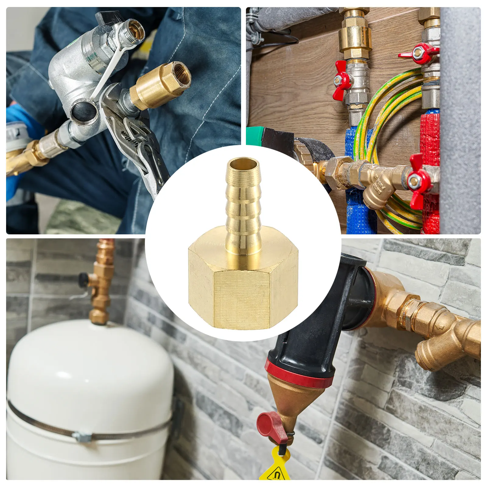 2 قطعة تركيب خرطوم نحاسي، 5/16 بوصة، 5/8 بوصة بارب × 1/2 بوصة NPT أنثى محول تركيب أنابيب نحاسية للأجهزة الميكانيكية