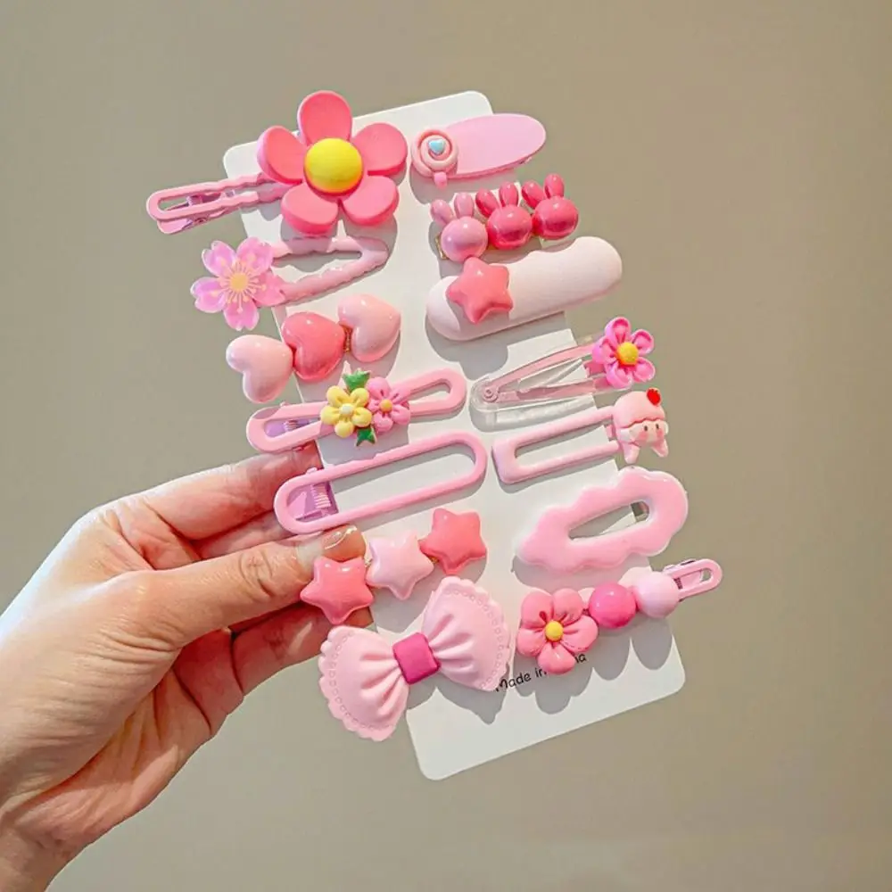 

14 шт./компл., прочная милая заколка для волос с бантиками, милая заколка в форме цветка в форме сердца, боковой зажим с кроликом для детей