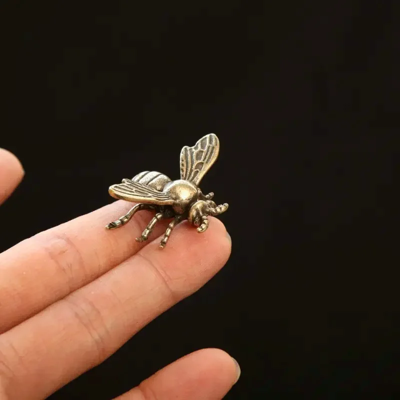 Vintage Messing 1 Stück/3 Stück Mini-Bienen-Sammlerfiguren - Handgefertigte antike Schreibtischdekorationen - Ideales Geschenk für Heim- und Büro-Sammler – Detail 2