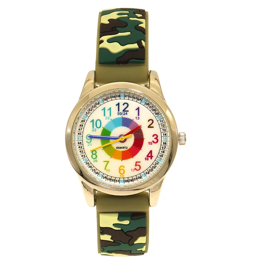 

New Boys Girls Fashion Camouflage Silicone Strap Quartz Watches Children Kids Students Cool Waterproof Clocks Christmas Gifts