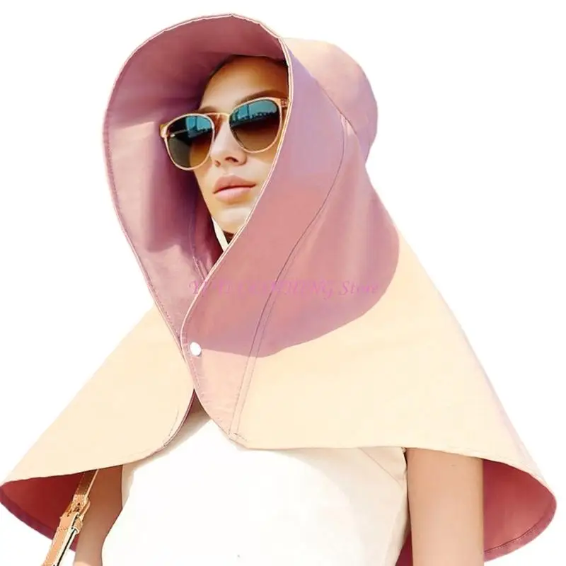 N5KF Women Coverage Coverage Sun Hat with Sun Protections Shield Shield Shawr Hat لنشاط في الهواء الطلق وارتداء إجازة الشاطئ #2