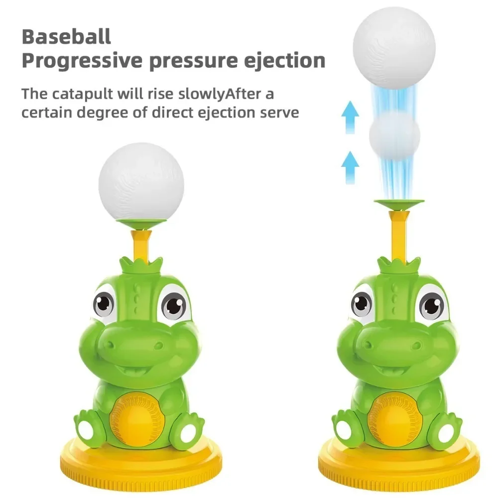 Kids Pitching Machine Cartoon Dinosaur Baseball Batting Machine Multipurpose Batting Practice Toys For Boys Girls Ages 4-6 Years