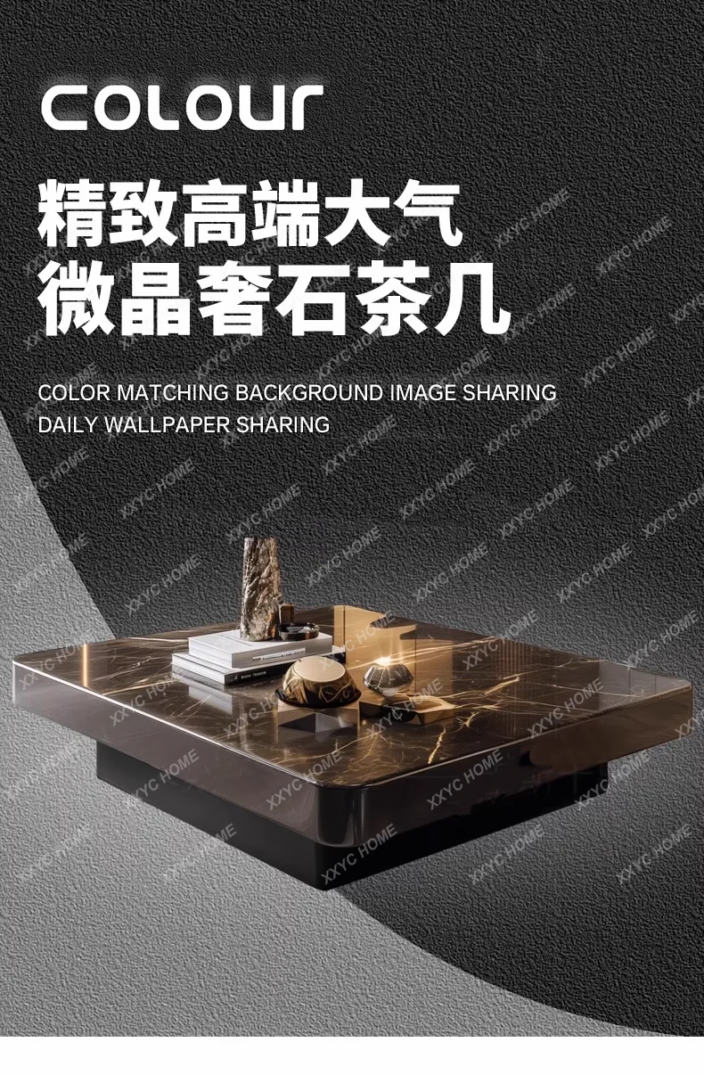 XX LXPure handmade light luxury furniture microcrystalline stone rectangular coffee table villa living room marble tea table