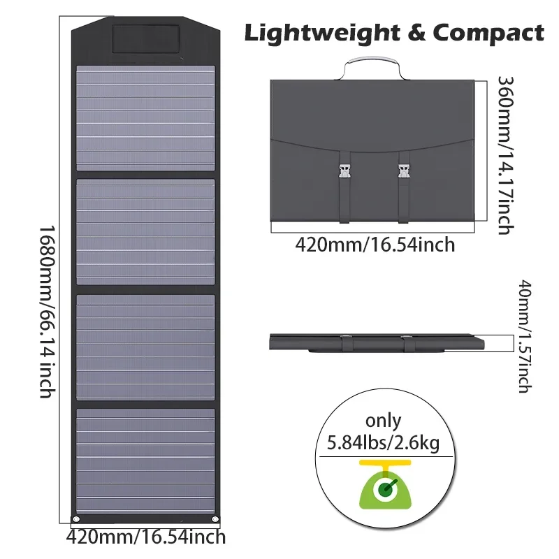 1000W Foldable Solar Panel Portable Monocrystalline ETFE 18V-24V Solar Charger Solar Generatorsfor RV Camping IP67 Waterproof