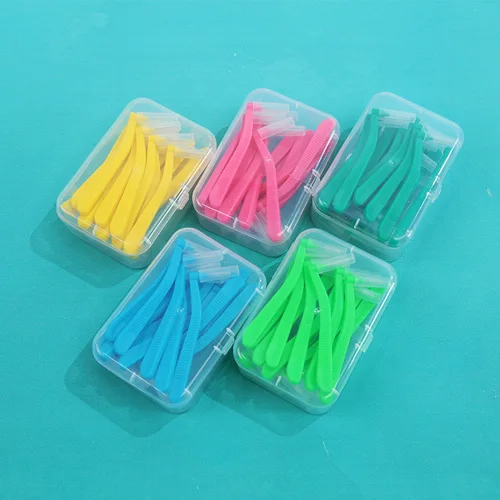 Cepillo Interdental Push-Pull en forma de L, palillo de dientes de ortodoncia, blanqueamiento dental, cepillo de dientes, cuidado de la higiene bucal, 16 unids/lote por caja