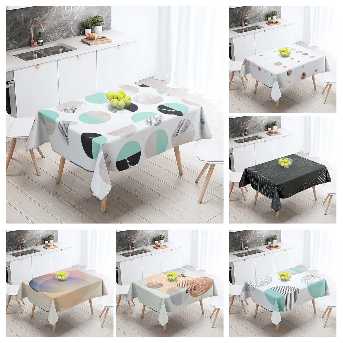 Abstract Geometric Tablecloth 1pc Resistant Party Decoration Restaurant Cafe Dining Table Tablecloths 140X200cm