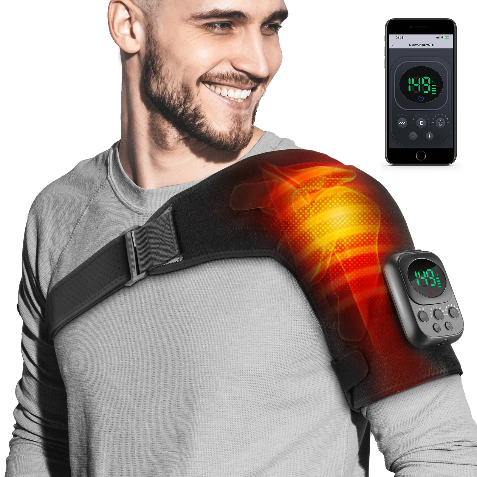 

EMS Shoulder Massage Belt Vibration Heated APP Control Thermal Electric Massager Machine Shoulder Warmer Support Pad Hot Compres
