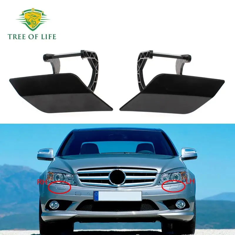 For Mercedes Benz C-Class W204 2007-2011 Unpainted Front Bumper Headlight Washer Spray Cleaning Actuator Cover Cap L/R