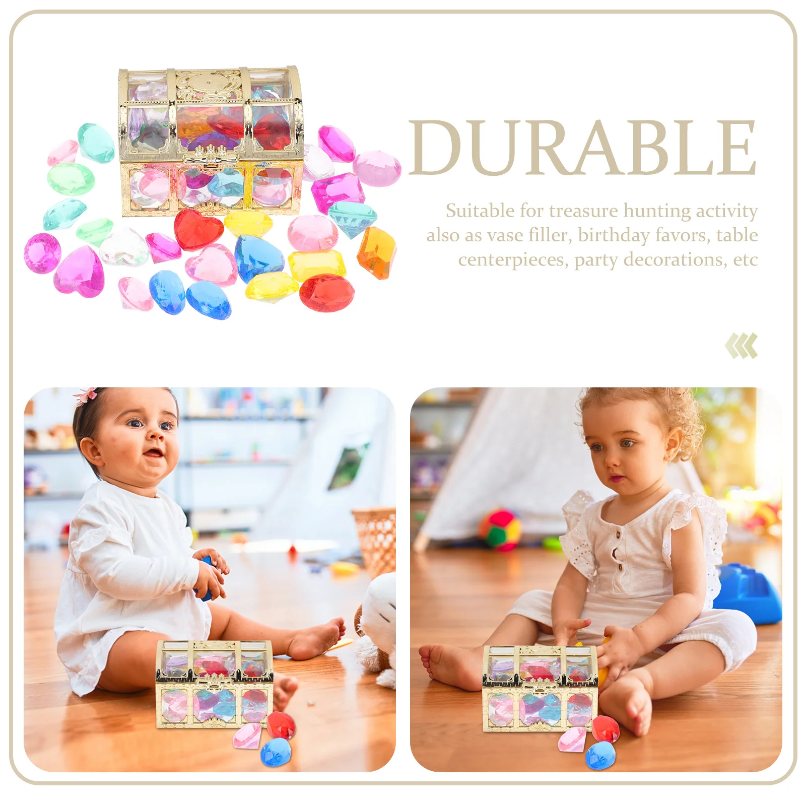 Alipis 1 Set Kids Gemstone Treasure Chest Toy Simulation Diamonds Acrylic Crafts for Girls Stimulation Learning Decorative Rocks